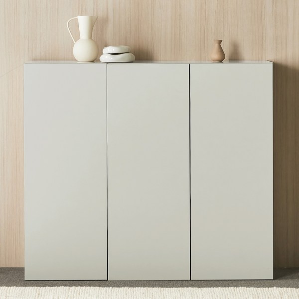  웰퍼니쳐 엠버 LPM 수납장 3단 1200 방문설치, 라이트그레이 