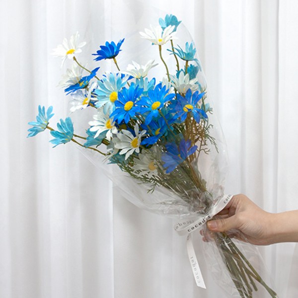  코코도르 조화 꽃다발 리얼데이지 9p, 블루 