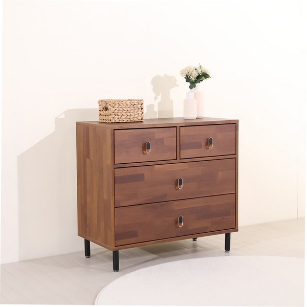 가구의정석 루덴 3단 서랍장 방문설치, 멀바우, 4개