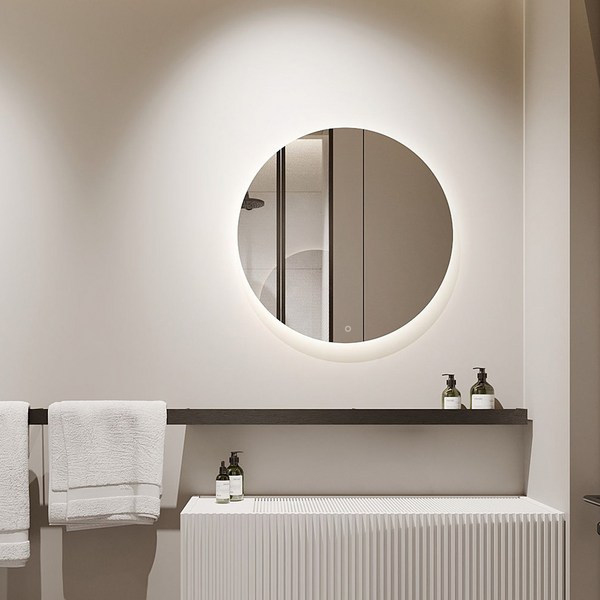 에코픽 LED거울 5T 원형 3색 간접조명 지름 600mm, 은색