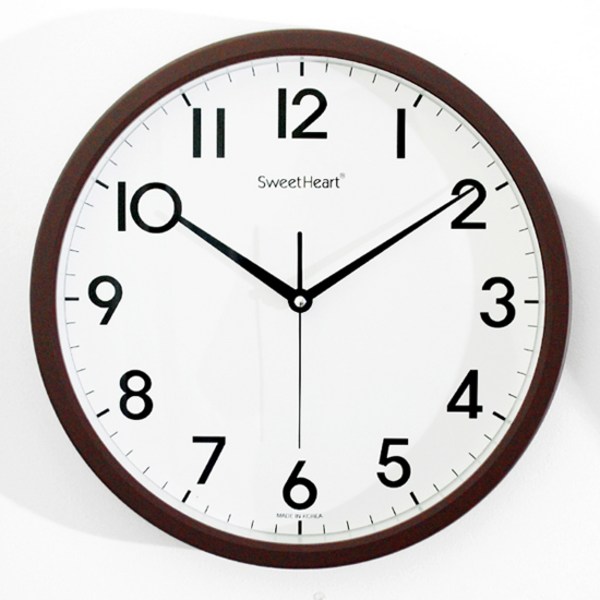 스위트하트 무소음 모던 브라운 벽시계 350