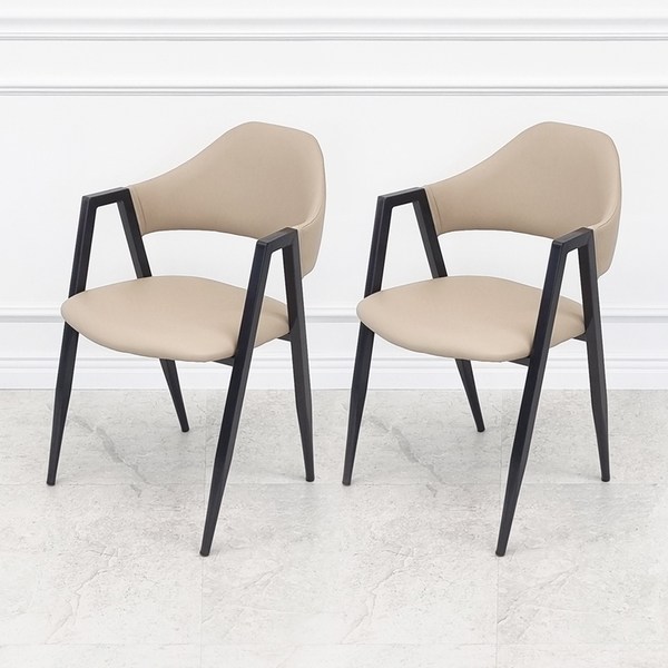 비에프컴퍼니 비올렛 철재 뉴버전 의자 2p, 베이지