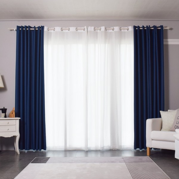 끌래망스 레이 암막커튼 + 쉬폰커튼 + 봉 + 안뚫어 고리 세트 방문설치