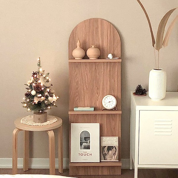 우드레이 매거진랙 3단 북 선반 라운드, 3단북선반_라운드, 오크