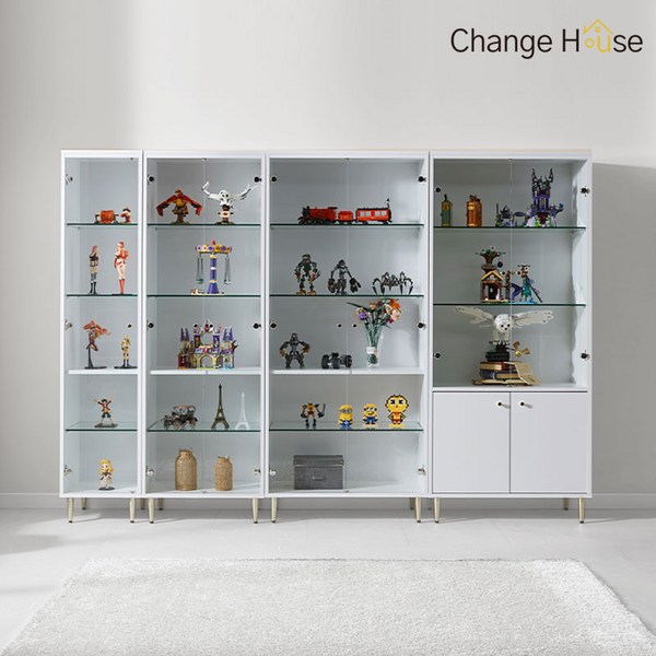 체인지하우스 아리나 유리 진열장 장식장 400/600/800, 600진열장, 3개, 화이트