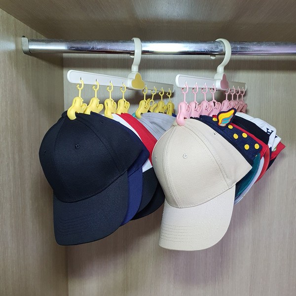 모자픽 모자정리 집게형 모자걸이 360회전 모자보관 보관, 1개, 핑크
