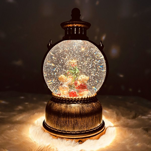  바른리빙 원형 오르골 무드등 스노우볼 집들이선물, 곰돌이, 1개 
