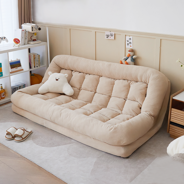 홈피릿 푹신한 침대 쇼파 접이식 베드 가구 2인용 좌식 간이 거실 미니 원룸 폴딩 소파, A. 베이지 120x120x35cm