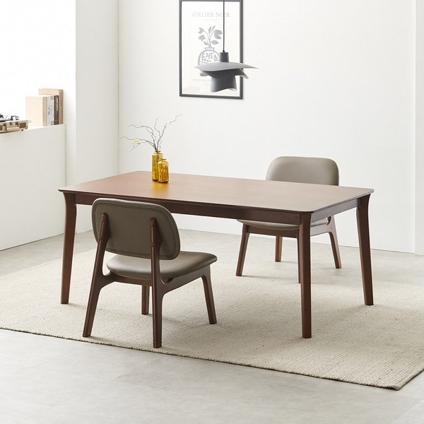  라로퍼니처 레스트 1400 고무나무 원목 낮은 패밀리 식탁 세트, 식탁+의자2 