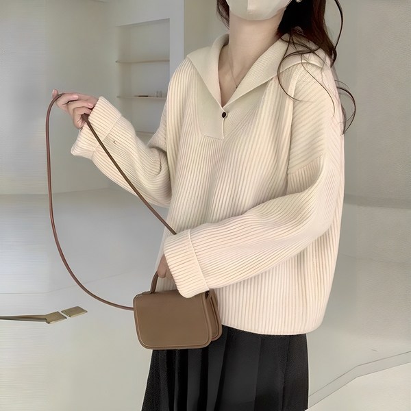제이로그 세일러 니트 브이넥 티셔츠