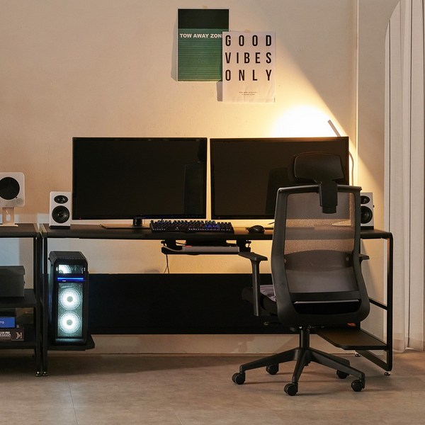 상도가구 프로몬스터 기본형 1800 게이밍책상 컴퓨터책상, 블랙