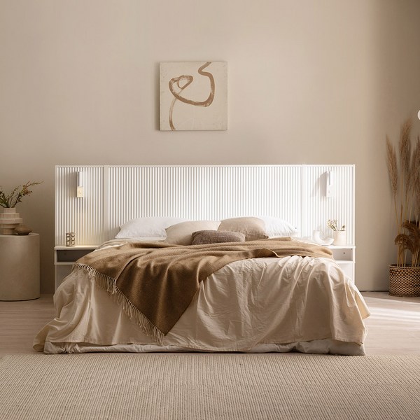  (협탁1개포함+매트리스 선택) 젠티스 루미안 템바보드 호텔침대 화이트 / 수납 침대 프레임, 3단수납, 1.슬립원 베이직 