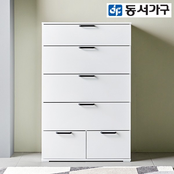 동서가구 라임 속 깊은 광폭 800 5단 서랍장 DF642272, 화이트