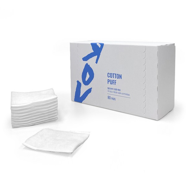 알오브이 코튼 퍼프 순면 화장솜 480P (80P x 6BOX ), 6개, 80개