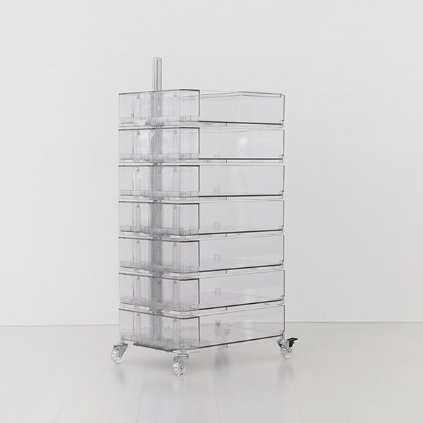 BINGEURI 회전서랍 트롤리 7단, 투명화이트 6522.3514