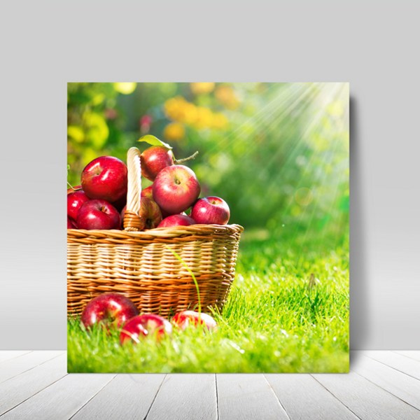  피앤피몰 사과액자 돈들어오는인테리어 사진 풍수지리 개업선물 행운 재물운 액자 모음, 01.햇살 사과 바구니, 아크릴액자, 50x50cm 