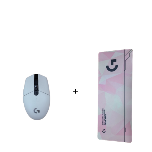 [로지텍] G304 무선마우스 게이밍 LIGHTSPEED Wireless Mouse + 장패드 [당일발송], 화이트+장패드(핑크)