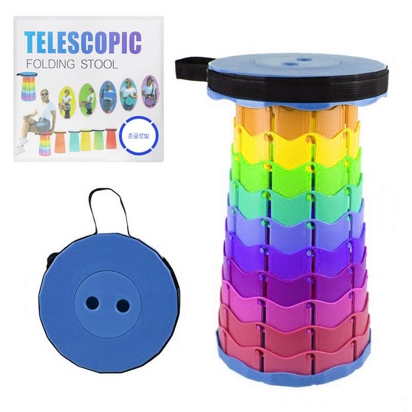 (주) 존글로벌 접이식 폴딩의자 무지개 토네이도 다용도 간편 미니멀 높이조절 휴대용 캠핑 낚시, 블루 무지개, 1개