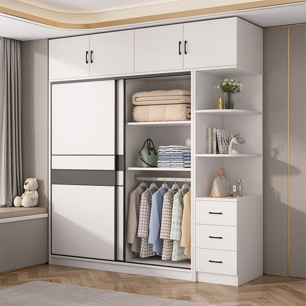 남쪽나무 옷장 옷장가구 슬라이딩옷장 160cm*55cm*200cm, 160*55*200, 찬장+천장궤+사이드 캐비닛