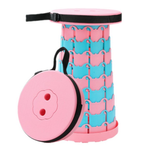  라온플렉스 휴대용 접이식 자바라 의자 높이조절 캠핑 스툴 아코디언 폴딩 체어 간이 대기, 투톤 핑크, 1개 