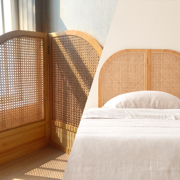  이데컴퍼니 라탄 이동식 가림막파티션 원목 낮은 접이식 파티션, 우든파티션-1개 