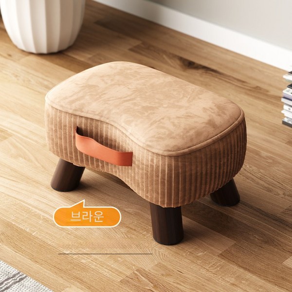  레이트백 북유럽풍 미니거실의자 패브릭 미니스툴 어린이의자 초등학생 의자 유아소파 키즈의자 풋스텝 벤치사각 1인용, 1개, 브라운 