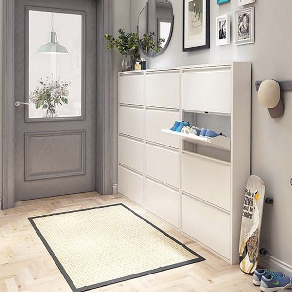  이케아 초슬림 신발장 3단 4단 원룸 좁은현관용 폴딩신발장 얇은신발장 좁은신발장 틈새신발장, 다크그레이 