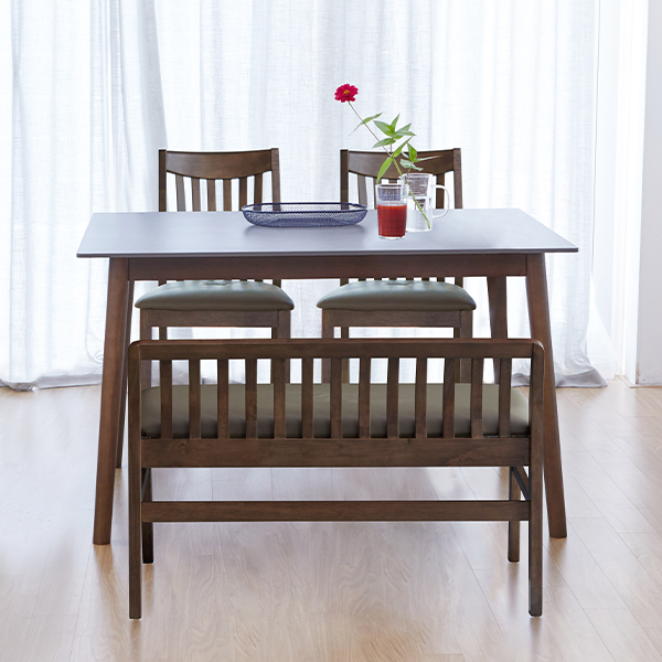 베스트리빙 캔버라 스칸디 제시 4인 원목 or 12T 포세린 통세라믹 식탁세트/의자2개+벤치의자1개 3종 2color, 1200그레이세라믹/월넛