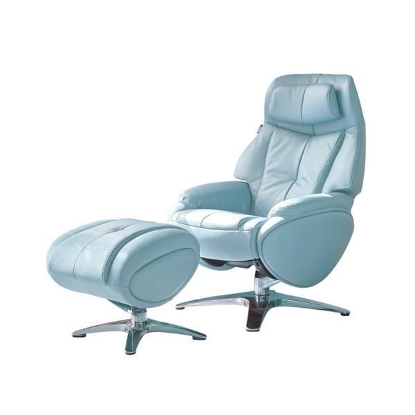  핸슨 가죽 수동 리클라이너시애틀 베이비블루 