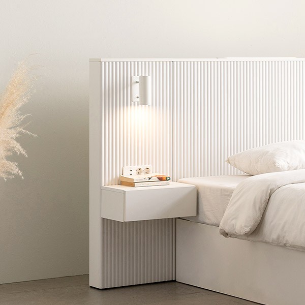  [3만원 즉시할인][스칸디아]에센셜 템바보드 호텔 침대+협탁 1EA, 화이트, 추가구성. LED 협탁 