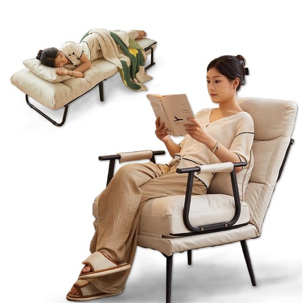  접이식 1인용쇼파 낮잠 수면 휴식 접이식침대 이동식 일체형 소파베드 생활방수 이지클린 리클라이너 슈트, 흰색 