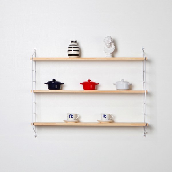 3단 스트링 원목 벽선반 벽걸이 선반