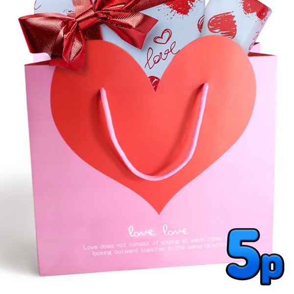  아이엔엠디 하트 선물 쇼핑백 기념일 종이 포장 봉투 가방, 핑크 M 
