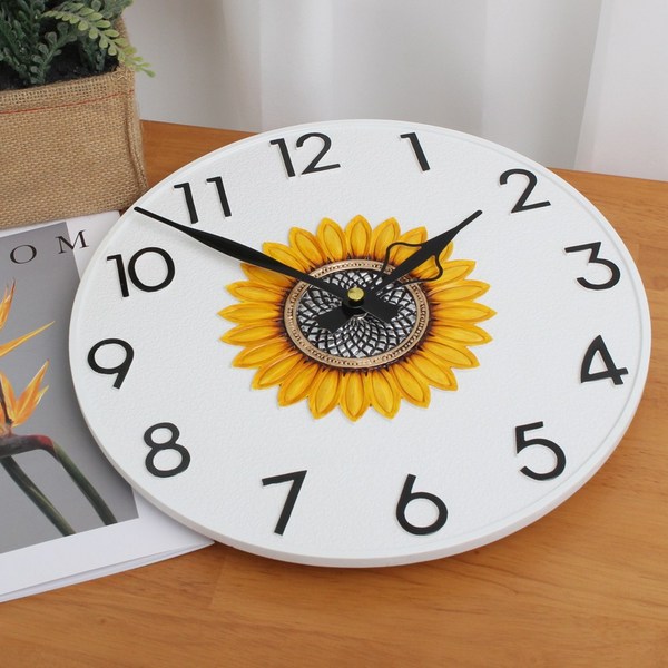 금화 해바라기 무소음 시계 심플 모던 디자인 개업선물 벽시계, 금화 해바라기_화이트