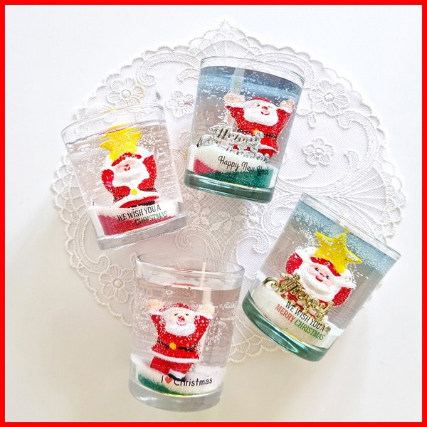  (별산타)(5온즈*4개)크리스마스 캔들 양초 젤캔들 만들기 키트, 화이트머스크, 핑크, 4개 