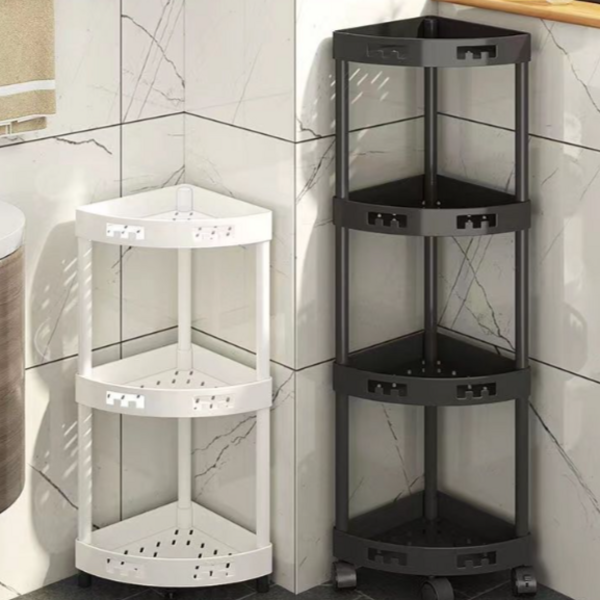 휴랫 이동형 3단 코너 욕실선반, 화이트