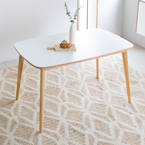 위드퍼니처 크림우드 1200 x 800 사각 4인용 테이블 HPM, 화이트