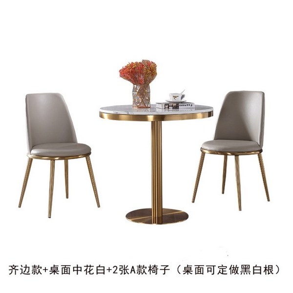  세덱식탁 2인용 고급 식탁 원목원형테이블 4인용식탁, 60사이드+중화백+A타입 의자 2개 