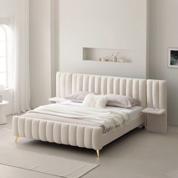 퍼니코 샤르망 앤틱 매립형 벨벳 패브릭 침대 SS Q, 퓨터 그레이(Q)