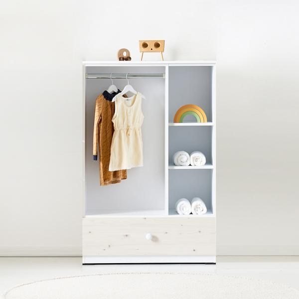 밀크 800 키즈 아기 오픈 옷장 베이비장, 화이트워시(HWAK15WHC)