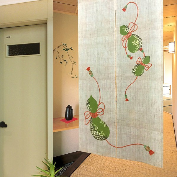 히사고 린넨 노렌 주방 패브릭 커튼 가림막 족자 노랭