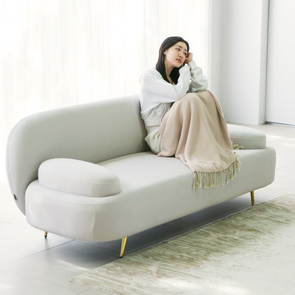  로티에 이오 아쿠아텍스 3인용 패브릭 소파, 라이트그레이 