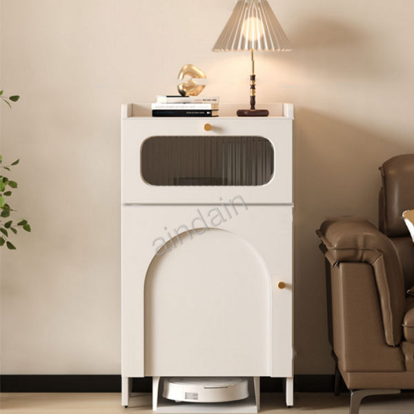 로봇청소기장 수납 모듈 화이트 협탁 다용도, 유리