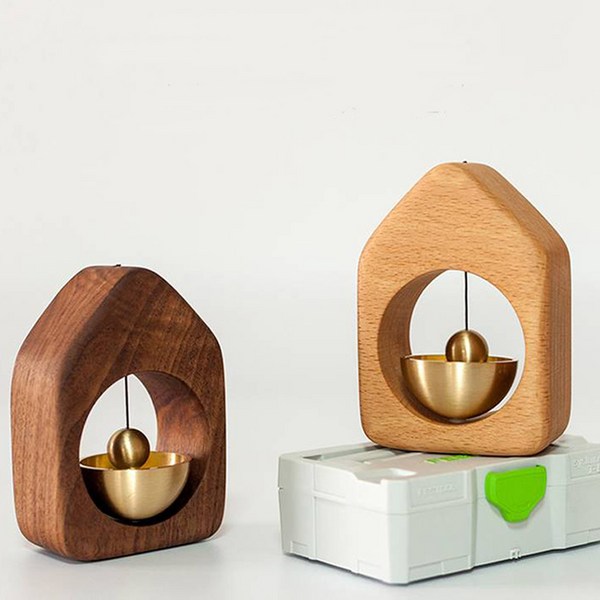  심플룸 문종 도어벨 차임 현관종 풍경 벨 현관 원목 개업선물종, 다크(호두나무) 