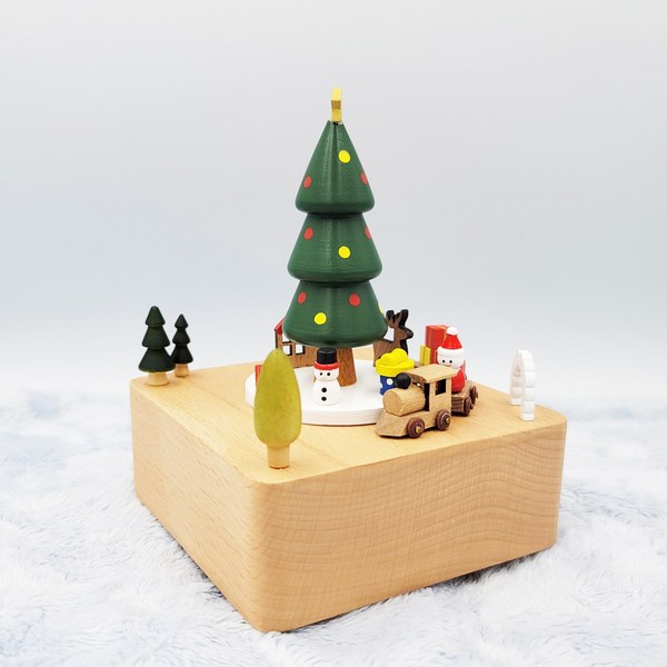  코쿤) 움직이는 원목 오르골 - 해피 크리스마스, 해피크리스마스 