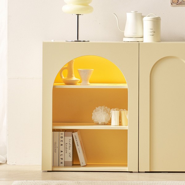 벽난로 LED조명 베이직 3단 선반 콘솔 장식장 화장대 수납장(일반형), 벽난로 베이직_버터(일반형)