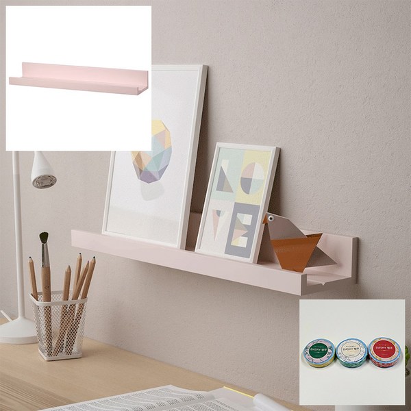 이케아 MOSSLANDA 인테리어 벽선반 액자선반+DASHY행주 [이케아정품], 1개+DASHY행주1개, 페일핑크