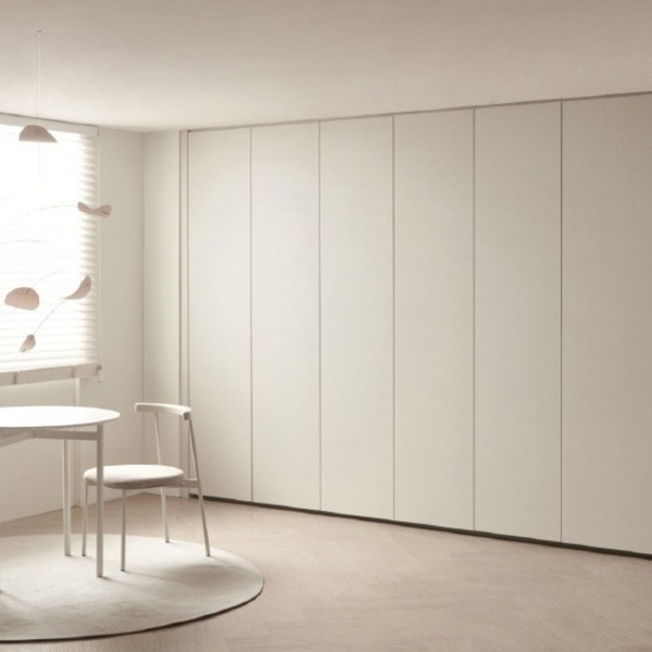  외부몰코드_(한샘몰pick) 솔리에 더뉴 무몰딩 리얼맞춤 붙박이장 15cm, 스톤화이트 푸시풀손잡이(E) 