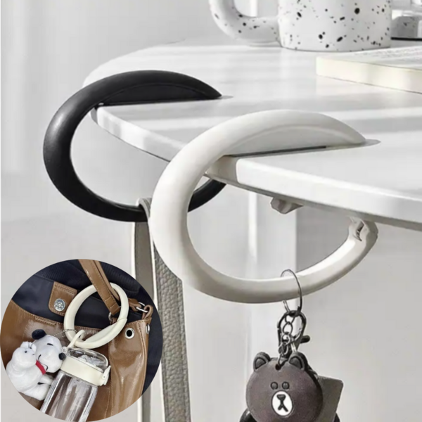  어썸리빙 책상가방걸이 휴대용 무타공 가방거치대, 2개, 화이트+블랙 