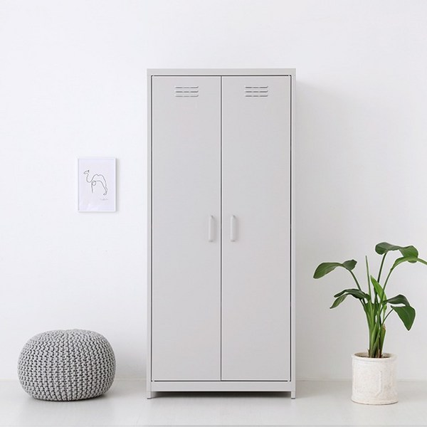  마켓비 MKB 철제수납장 캐비넷 긴세로 2문 7601690, 라이트그레이 3535.1287 